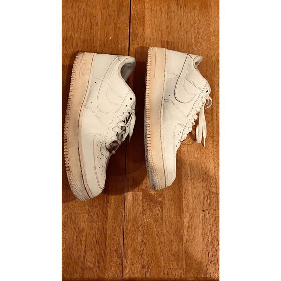 Nike AF1 White Leather Mens Sneakers Size 12.5 (B) - Picture 4 of 13